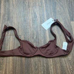 Vitamin A Ribbed Underwire Bikini Top in Chocolate Brown